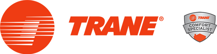 Trane logo and Trane Comfort Specialist badge for Brown Heating and Cooling Trane HVAC service